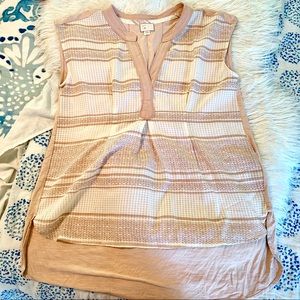 Anthropologie sleeveless shirt blouse mauve white S